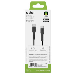 SBS TECABLETCC3M USB-C – USB-C 3 m kabelis – juodas