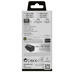 SBS TECABLETISSUETCC2G laidas 2 x USB-C 2m 60W su maitinimo šaltiniu - pilkas