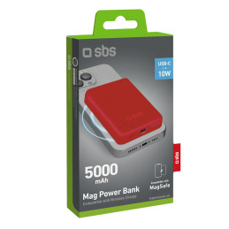 Išorinė baterija SBS TEBB5000MAG1CR 5000 mAh, suderinama su „MagSafe“ - raudona