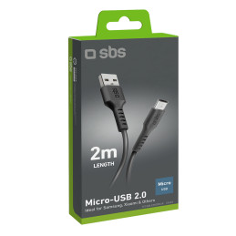 SBS TECABLEMICRO2K USB-A - Micro USB kabelis 2 m - juodas