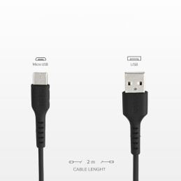 SBS TECABLEMICRO2K USB-A - Micro USB kabelis 2 m - juodas