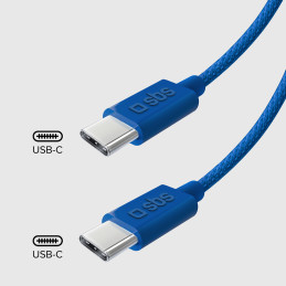 SBS TECABLETISSUETCCB USB-C - USB-C 1,5 m 60 W pintas kabelis - mėlynas