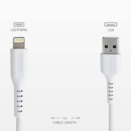 SBS TECABLEUSBIP589W USB-A – Lightning kabelis – baltas
