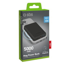 SBS TEBB5000MAG1CK belaidis išorinis akumuliatorius, 5000 mAh, USB-C, suderinamas su „MagSafe“ – juodas