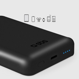 SBS TEBB5000MAG1CK belaidis išorinis akumuliatorius, 5000 mAh, USB-C, suderinamas su „MagSafe“ – juodas