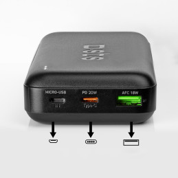 Nešiojamoji baterija SBS TTBB20000PD20K 20000 mAh 20W PD USB-C, USB-A, Micro USB - juoda