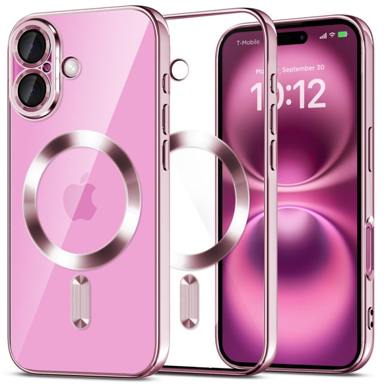 „Tech-Protect MagFlex MagSafena“ dėklas, skirtas „iPhone 16“ – skaidrus / rožinis