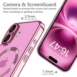 „Tech-Protect MagFlex MagSafena“ dėklas, skirtas „iPhone 16“ – skaidrus / rožinis