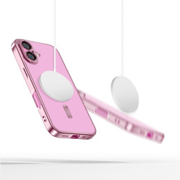„Tech-Protect MagFlex MagSafena“ dėklas, skirtas „iPhone 16“ – skaidrus / rožinis