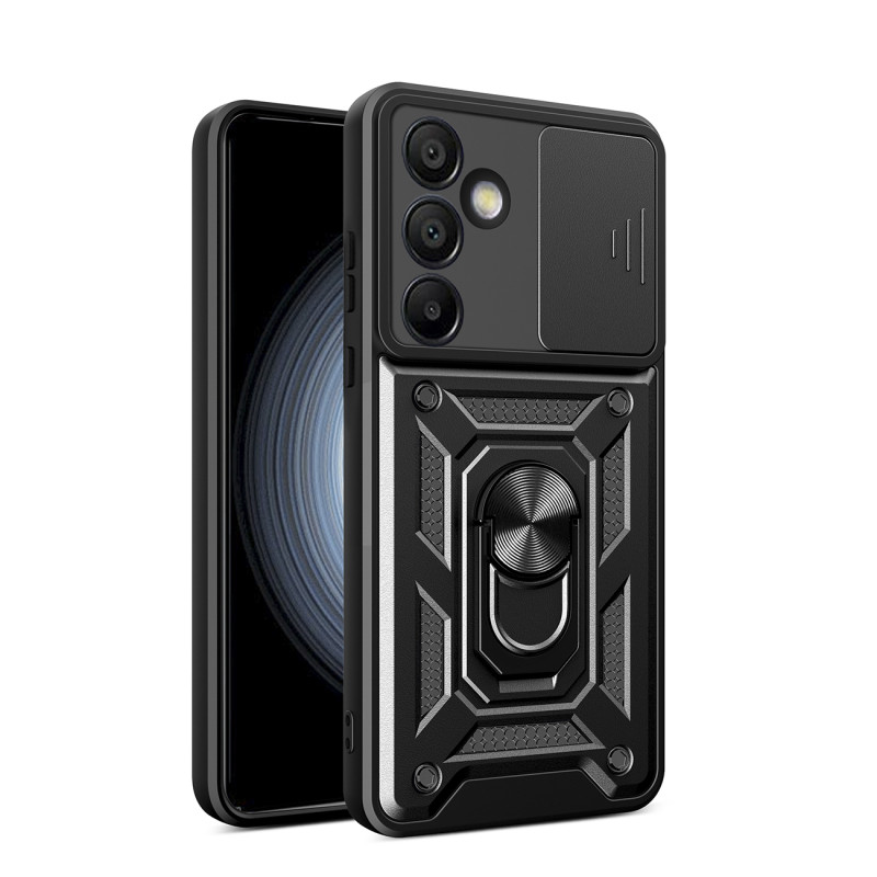 „Hybrid Armor Camshield“ su stovu ir kameros dangteliu, skirtas „Samsung Galaxy A36“ - juodas
