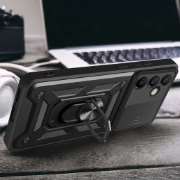 „Hybrid Armor Camshield“ su stovu ir kameros dangteliu, skirtas „Samsung Galaxy A36“ - juodas