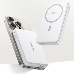 „Baseus Airpow II“ 10000mAh Qi2 išorinė baterija su „MagSafe 22.5W“ ir „Baseus Simple Series“ USB-C laidu - USB-C 20V/ 3...
