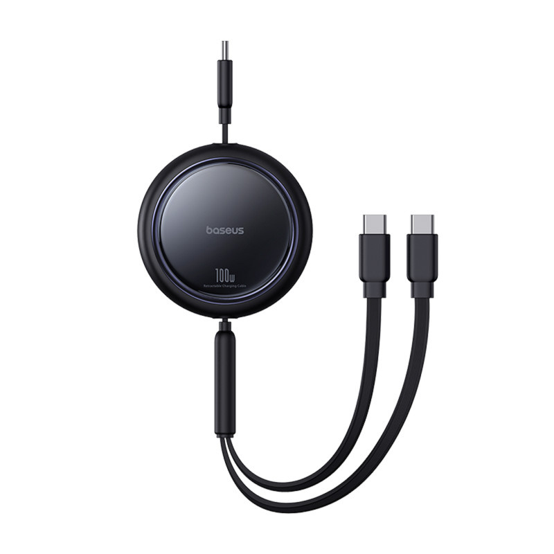 „Baseus Bright Mirror“ serijos USB-C ištraukiamas laidas - 2 x USB-C 100W 1m - juodas