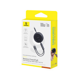 „Baseus Bright Mirror“ serijos USB-C ištraukiamas laidas - 2 x USB-C 100W 1m - juodas