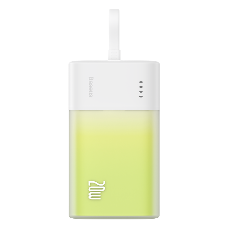 „Baseus Popsicle“ 5200mAh 20W išorinė baterija su įmontuotu „Lightning“ laidu (+ baltu „Baseus Simple USB-C“ - USB-C 60W...