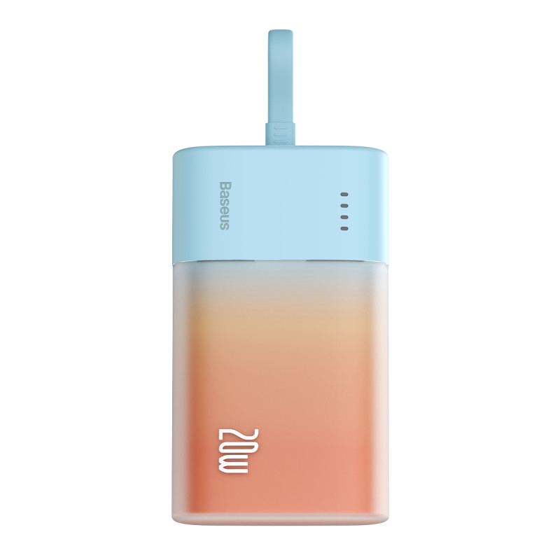 „Baseus Popsicle“ 5200mAh 20W išorinė baterija su įmontuotu „Lightning“ laidu (+ baltu „Baseus Simple USB-C“ - USB-C 60W...