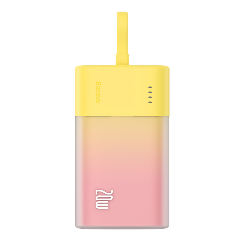 „Baseus Popsicle“ 5200mAh 20W išorinė baterija su įmontuotu „Lightning“ laidu (+ baltu „Baseus Simple USB-C“ - USB-C 60W...