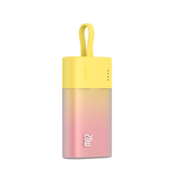 „Baseus Popsicle“ 5200mAh 20W išorinė baterija su įmontuotu „Lightning“ laidu (+ baltu „Baseus Simple USB-C“ - USB-C 60W...