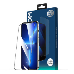 „Joyroom JR-MLG0287“ 2.5D grūdintas stiklas su apsauga nuo mėlynos šviesos ir dulkių bei juodu rėmeliu, skirtas „iPhone ...