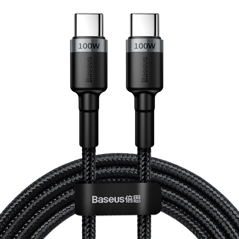 Baseus CATKLF-ALG1 USB-C - USB-C PD QC kabelis 100W 5A 2m - pilkas