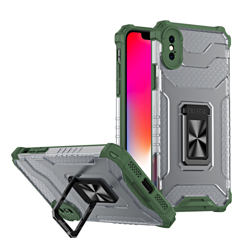 Crystal Ring Case šarvuotas hibridinis korpuso dangtelis + magnetinis laikiklis iPhone XS Max žalias