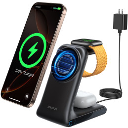 „Joyroom JR-W15“ belaidis įkroviklis 3 viename su „MagSafe“ – juodas