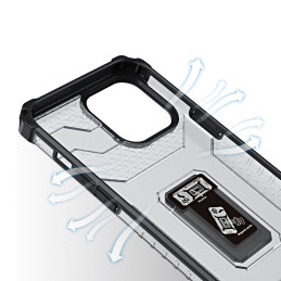 Crystal Ring Case šarvuotas hibridinis korpuso dangtelis + magnetinis laikiklis iPhone 11 Pro juodas