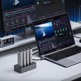„Orico IT48N-C“ 4 diskų prijungimo stotelė su M.2 NVME klonavimo funkcija – pilka