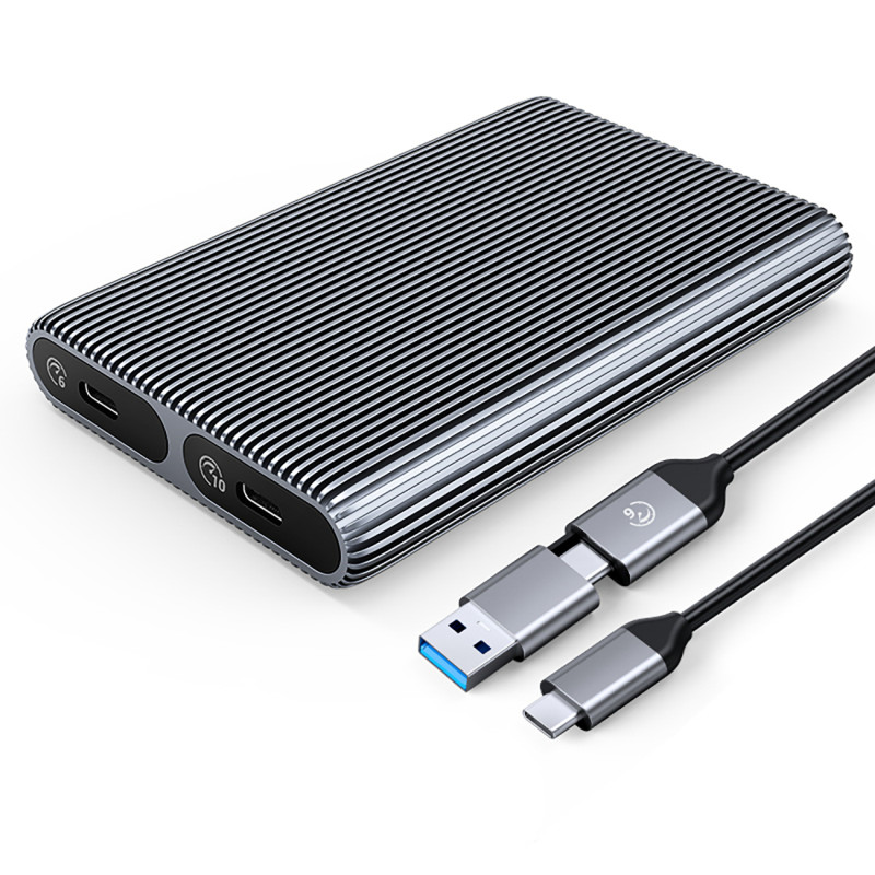 „Orico AM2C3-2SN“ dviejų diskų dėklas dviem M.2 SATA+NVME USB-C 3.2 6Gb/ s / 10Gb/ s diskams – pilkas