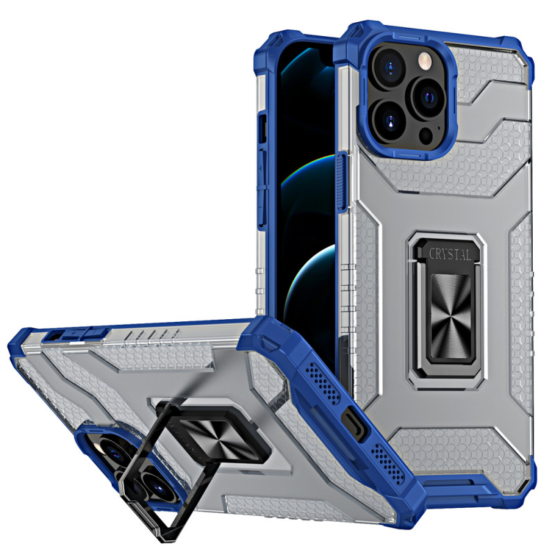 Crystal Ring Case šarvuotas hibridinis korpuso dangtelis + magnetinis laikiklis iPhone 11 Pro mėlynas
