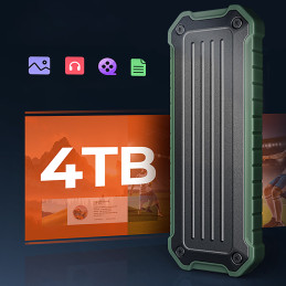 „Orico OTPX-G2 M.2 NVMe/ SATA SSD USB-C 3.2“ taktinis sustiprintas diskų dėklas – pilkai žalias