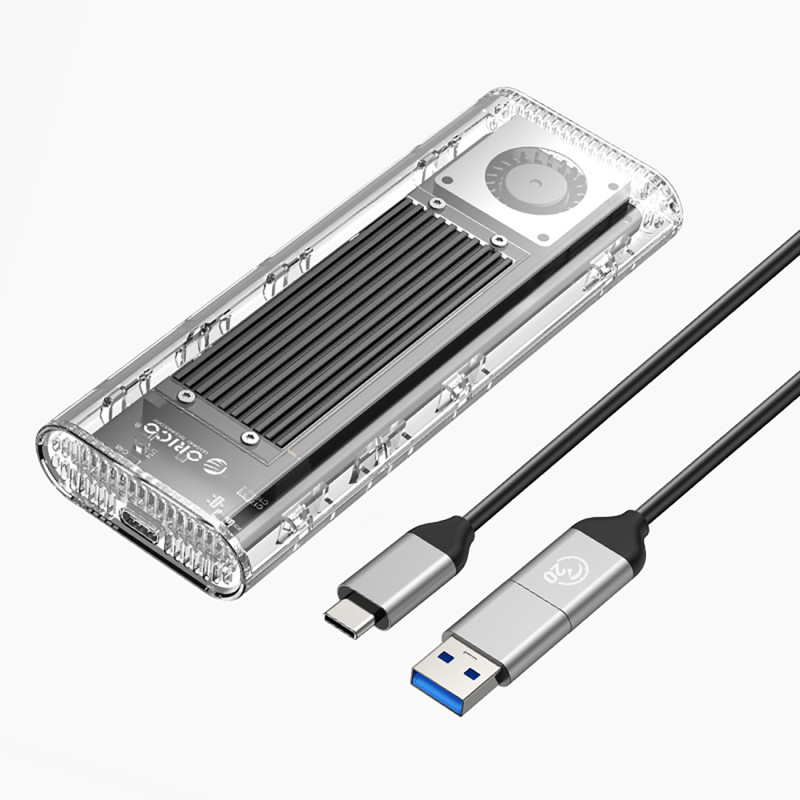 „Orico TCM2-G20“ M.2 NVME USB-C 3.2 20Gb/ s diskas – sidabrinis/ skaidrus