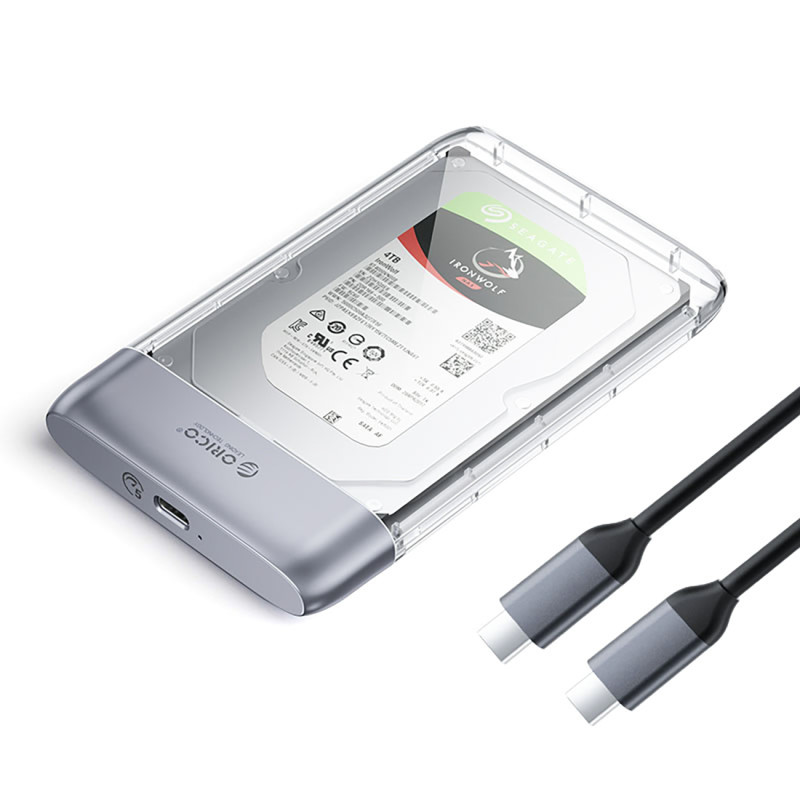 „Orico TX25C3“ 2,5 colio HDD/ SSD USB-C 5 Gb/ s diskas – permatomas