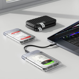 „Orico TX25C3“ 2,5 colio HDD/ SSD USB-C 5 Gb/ s diskas – permatomas