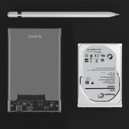 „Orico 2139C3“ 2,5 colio HDD/ SSD USB-C 5 Gb/ s diskas – permatomas