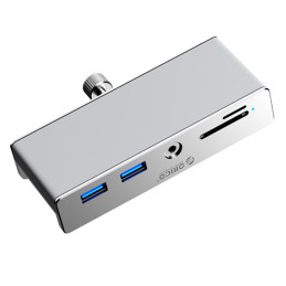 „Orico MH5PMM“ spaustuku montuojamas šakotuvas USB-C / 2x USB-A 3.0, + SD ir TF + 3,5 mm garso jungtis - sidabrinis