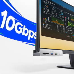 „Orico MH5PC“ šakotuvas, montuojamas prie spaustuko, USB-C / 2x USB-A 3.2 + 1x USB-C 3.2 + 1x SD&TF - sidabrinis