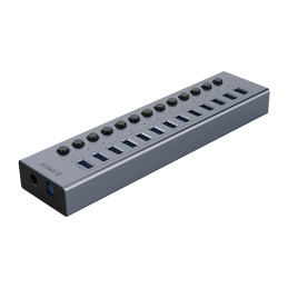 „Orico BT2U3-13AB“ šakotuvas, 13x USB-A 3.0, su jungikliais - pilkas