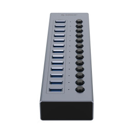 „Orico BT2U3-13AB“ šakotuvas, 13x USB-A 3.0, su jungikliais - pilkas