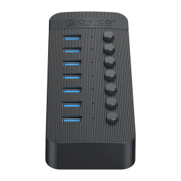 „Orico CT2U3-7AB“ 7x USB-A 3.0 šakotuvas su jungikliais – juodas
