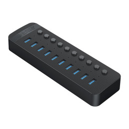„Orico CT2U3-10AB“ 10x USB-A 3.0 šakotuvas su jungikliais – juodas