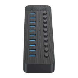 „Orico CT2U3-10AB“ 10x USB-A 3.0 šakotuvas su jungikliais – juodas