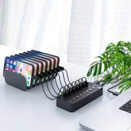„Orico CT2U3-16AB“ 16x USB-A 3.0 šakotuvas su jungikliais – juodas