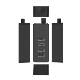 „Orico W5P-U2-100“ šakotuvas, 4x USB-A 2.0 + microUSB 5V, 1m, juodas