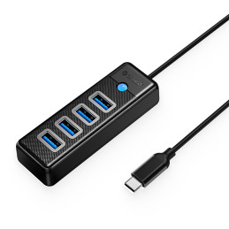 „Orico PW4U-C3“ USB-C / 4x USB-A 3.0 šakotuvas – juodas