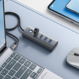 „Orico PDD4U-U3“ šakotuvas, 4x USB-A 3.0, pilkas