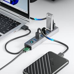 Orico CL7U-U3 šakotuvas 7x USB-A 3.0 + USB-C 5V/ 3A 1m - pilkas