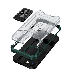 Crystal Ring Case šarvuotas hibridinis korpuso dangtelis + magnetinis laikiklis iPhone 12 mini žalia
