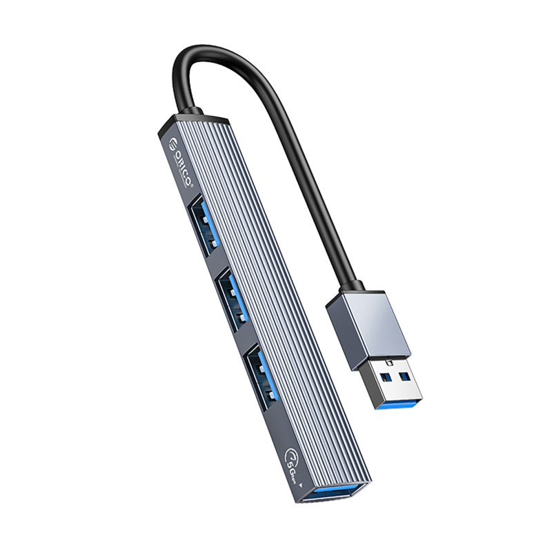 „Orico AH-A13“ USB-A šakotuvo prijungimo stotelė, 1x USB-A 3.0 + 3x USB-A 2.0 - pilka