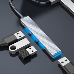 „Orico AH-A13“ USB-A šakotuvo prijungimo stotelė, 1x USB-A 3.0 + 3x USB-A 2.0 - pilka